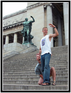 Trevor and Arlo goofing off on the Capital steps (25k image)