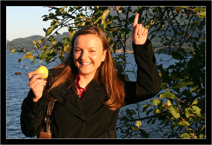 Oksana points out fruit